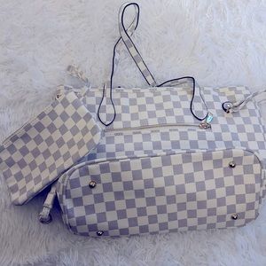 Checker tote bag with mini bag